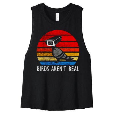 Birds Aren't Real Bird Drone Drones Camera Women's Racerback Cropped Tank