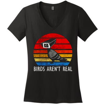 Birds Aren't Real Bird Drone Drones Camera Women's V-Neck T-Shirt