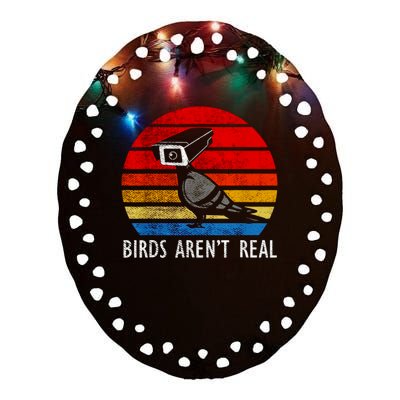 Birds Aren't Real Bird Drone Drones Camera Ceramic Oval Ornament