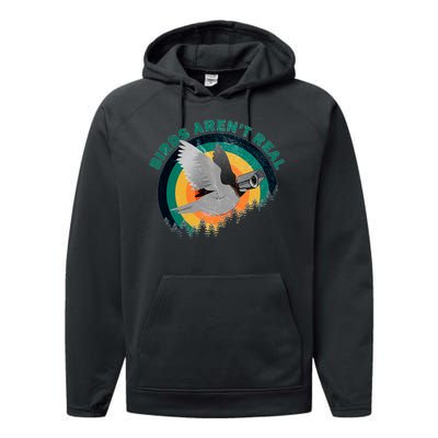 Birds Aren't Real They're Government Camera Performance Fleece Hoodie