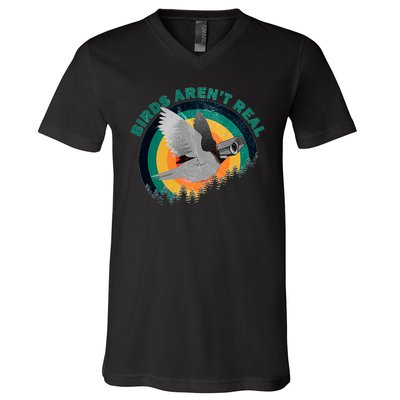 Birds Aren't Real They're Government Camera V-Neck T-Shirt