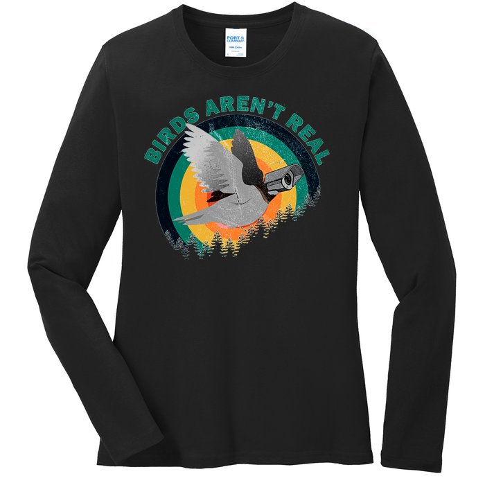 Birds Aren't Real They're Government Camera Ladies Long Sleeve Shirt