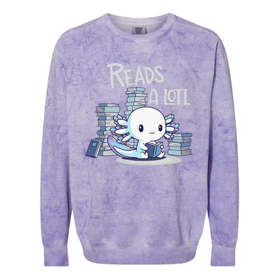 Bookman Axolotl ReadsALotl Colorblast Crewneck Sweatshirt