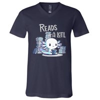 Bookman Axolotl ReadsALotl V-Neck T-Shirt