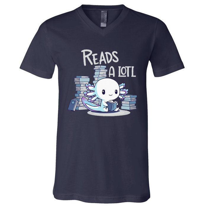 Bookman Axolotl ReadsALotl V-Neck T-Shirt