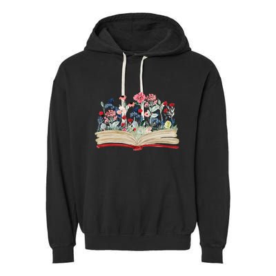 Bookworm Avid Reader Flowers Literature Meaningful Gift Book Reading Meaningful Garment-Dyed Fleece Hoodie