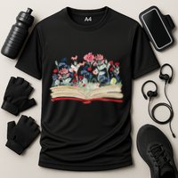 Bookworm Avid Reader Flowers Literature Meaningful Gift Book Reading Meaningful Cooling Performance Crew T-Shirt