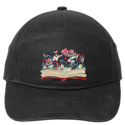 Bookworm Avid Reader Flowers Literature Meaningful Gift Book Reading Meaningful 7-Panel Snapback Hat