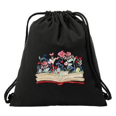 Bookworm Avid Reader Flowers Literature Meaningful Gift Book Reading Meaningful Drawstring Bag