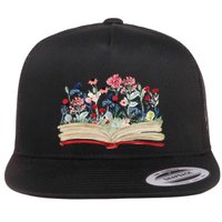 Bookworm Avid Reader Flowers Literature Meaningful Gift Book Reading Meaningful Flat Bill Trucker Hat