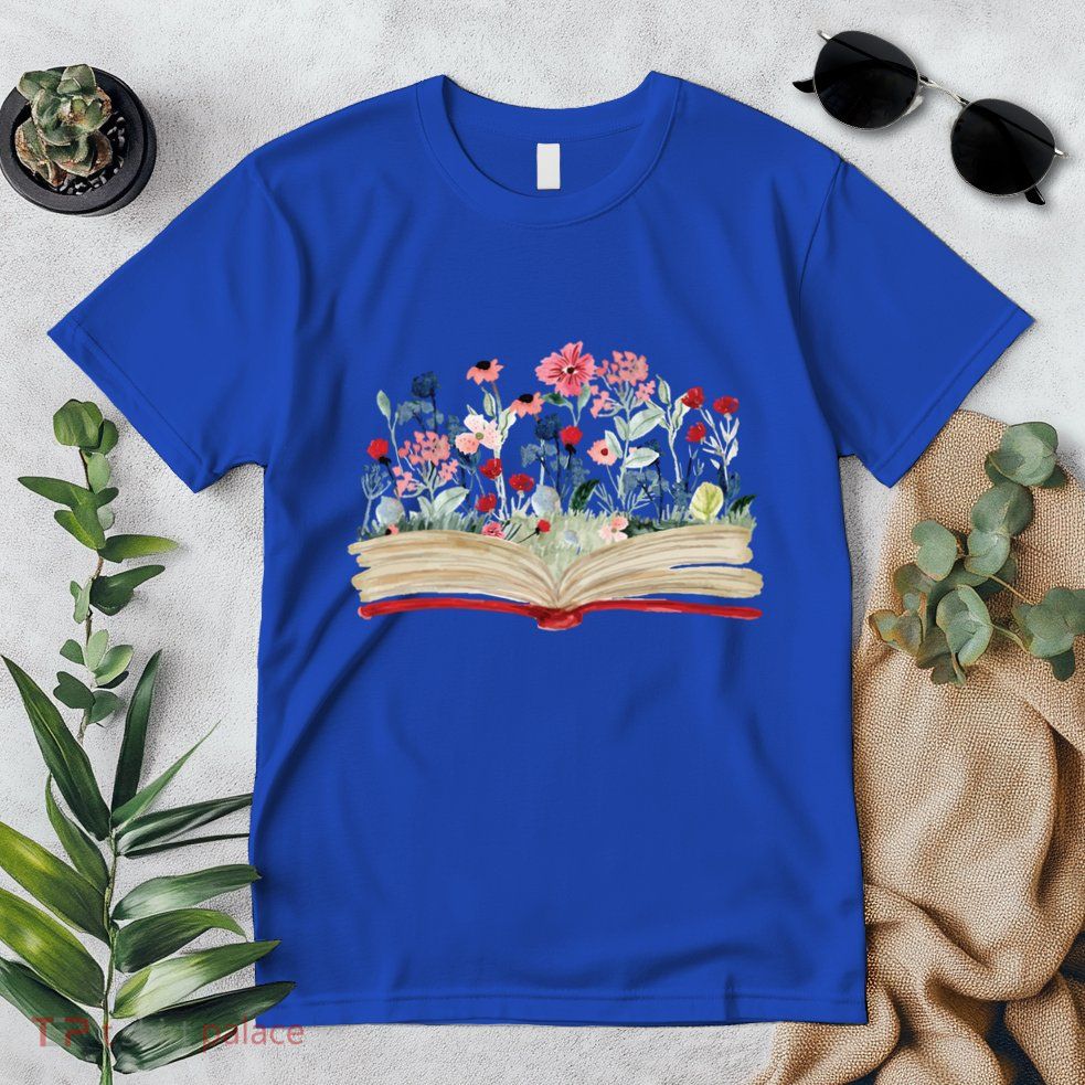 Bookworm Avid Reader Flowers Literature Meaningful Gift Book Reading Meaningful Premium T-Shirt