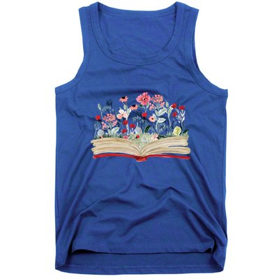 Bookworm Avid Reader Flowers Literature Meaningful Gift Book Reading Meaningful Tank Top