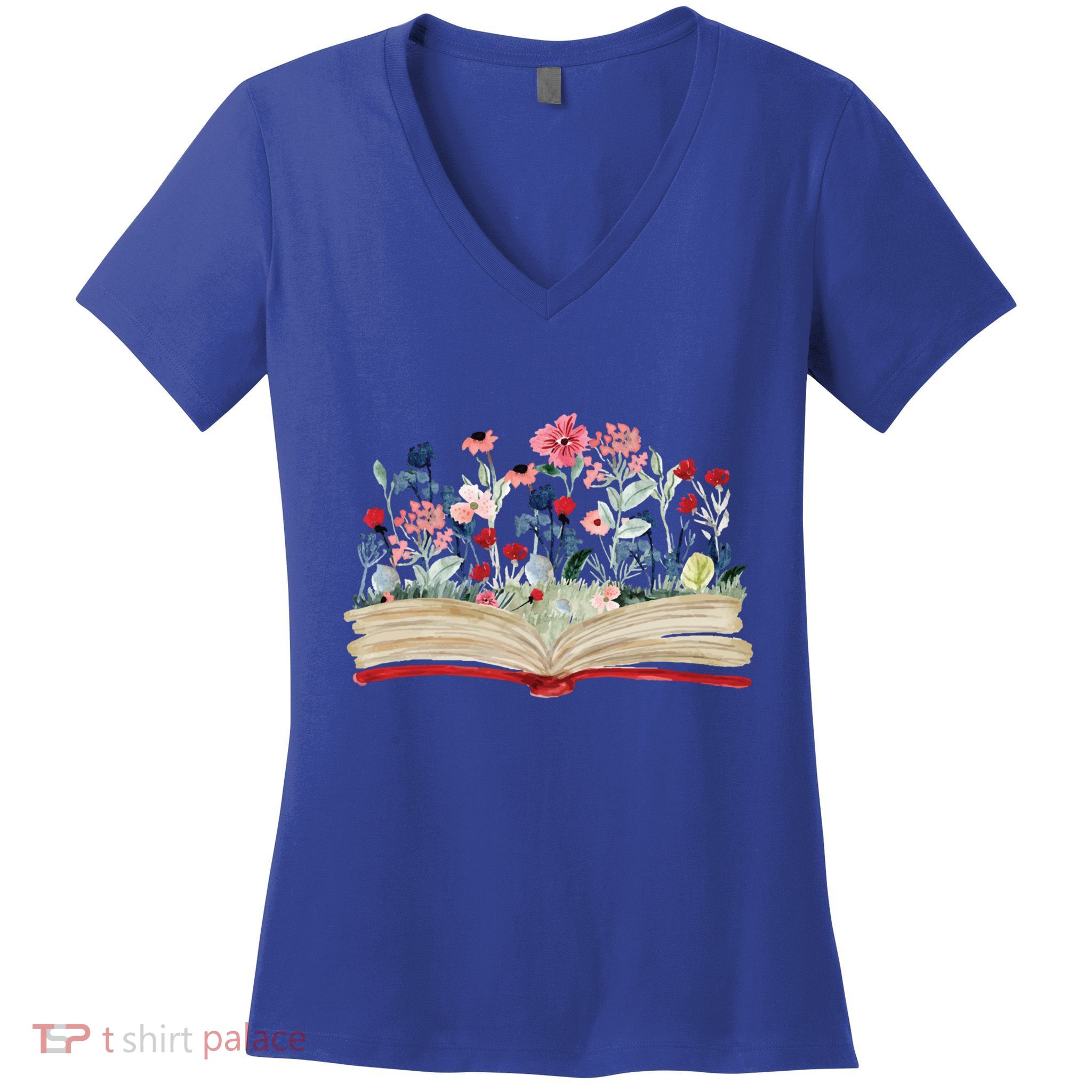 Bookworm Avid Reader Flowers Literature Meaningful Gift Book Reading Meaningful Women's V-Neck T-Shirt