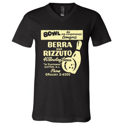 BERRA AND RIZZUTO BOWLING LANES V-Neck T-Shirt