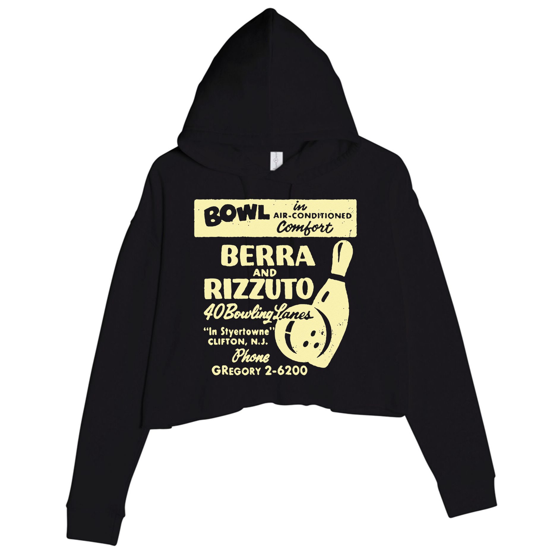 BERRA AND RIZZUTO BOWLING LANES Crop Fleece Hoodie