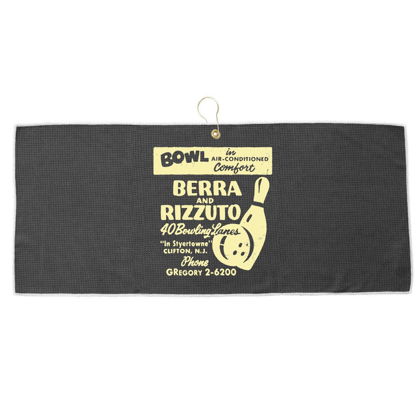 BERRA AND RIZZUTO BOWLING LANES Large Microfiber Waffle Golf Towel