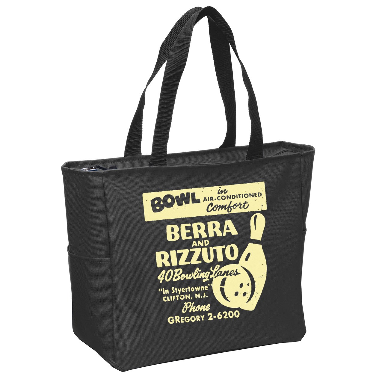 BERRA AND RIZZUTO BOWLING LANES Zip Tote Bag