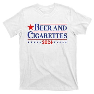 Beer And Retro Cigarettes 2024 Funny Apparel T-Shirt