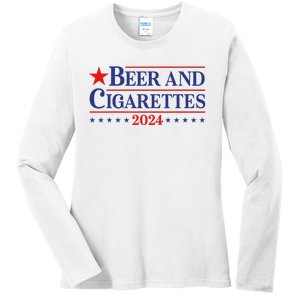 Beer And Retro Cigarettes 2024 Funny Apparel Ladies Long Sleeve Shirt