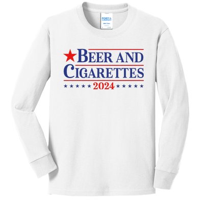 Beer And Retro Cigarettes 2024 Funny Apparel Kids Long Sleeve Shirt