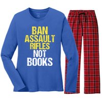 Ban Assault Rifles Not Books Women's Long Sleeve Flannel Pajama Set 