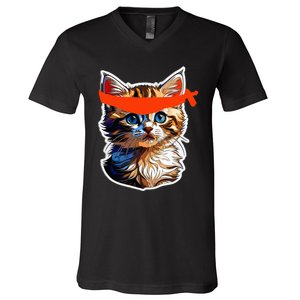 Be A Roaring Kitty Game The Stop Orange Bandana V-Neck T-Shirt