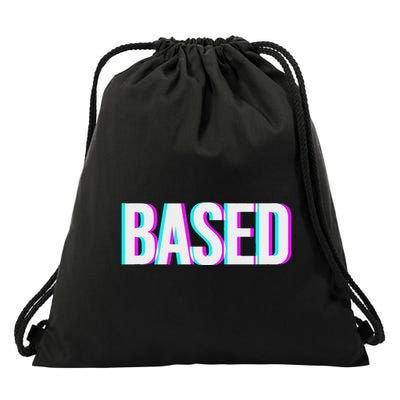 Based And Redpilled Meme Drawstring Bag
