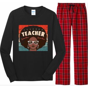 Black Afro Retro Black History Month Teacher Funny Gift Long Sleeve Pajama Set