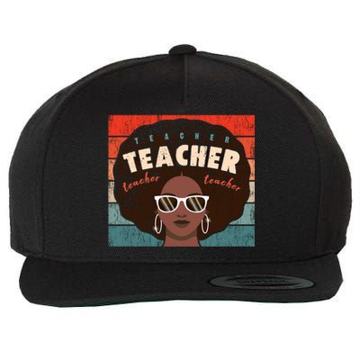 Black Afro Retro Black History Month Teacher Funny Gift Wool Snapback Cap