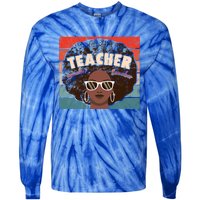 Black Afro Retro Black History Month Teacher Funny Gift Tie-Dye Long Sleeve Shirt