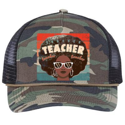 Black Afro Retro Black History Month Teacher Funny Gift Retro Rope Trucker Hat Cap