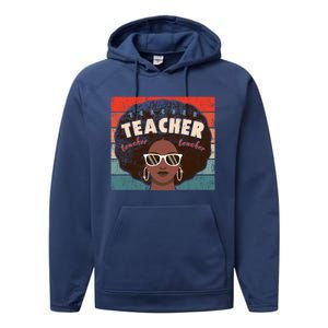 Black Afro Retro Black History Month Teacher Funny Gift Performance Fleece Hoodie