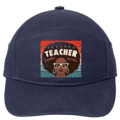 Black Afro Retro Black History Month Teacher Funny Gift 7-Panel Snapback Hat