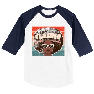 Black Afro Retro Black History Month Teacher Funny Gift Baseball Sleeve Shirt