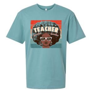 Black Afro Retro Black History Month Teacher Funny Gift Sueded Cloud Jersey T-Shirt