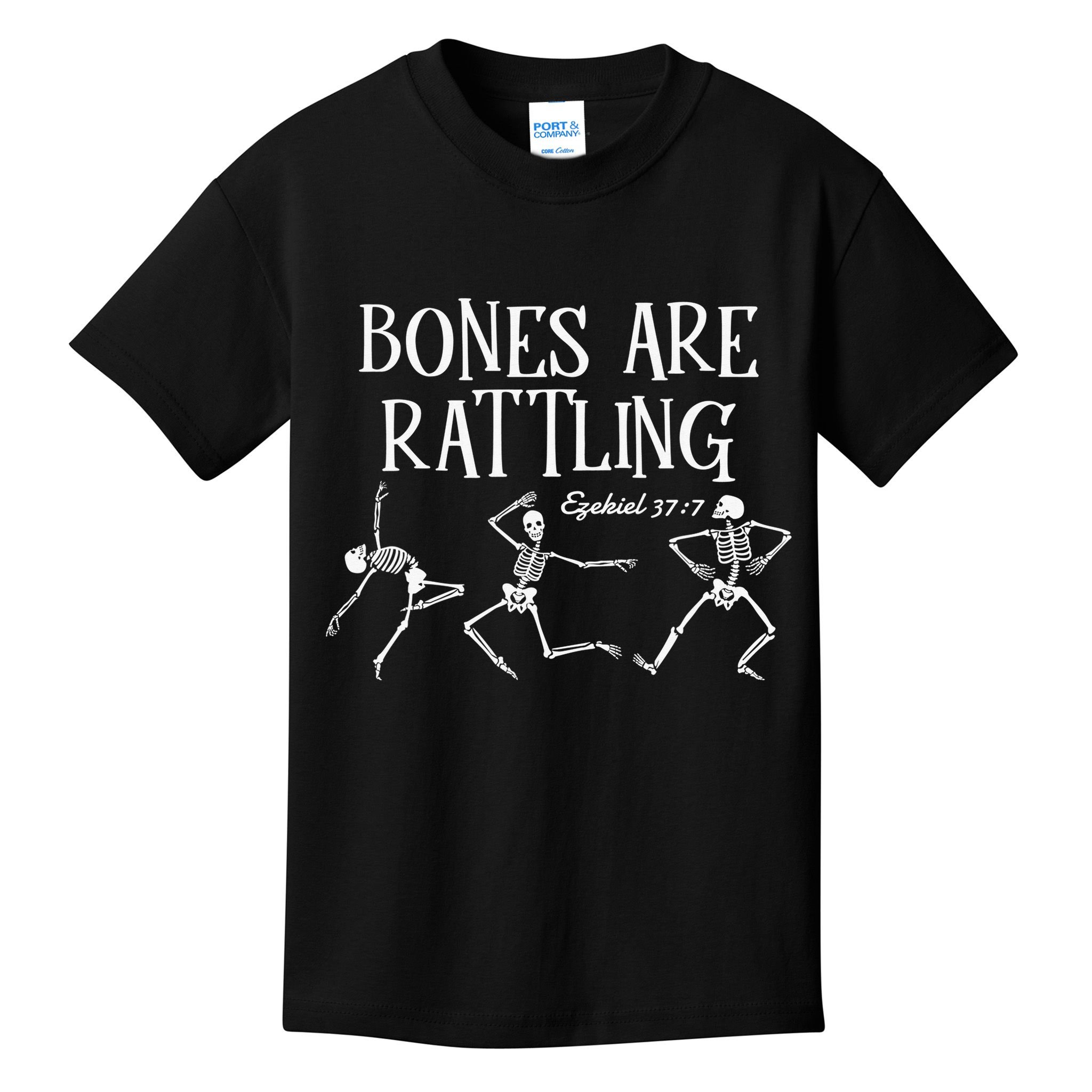 Bones Are Rattling Ezekiel 377 Funny Skeleton Halloween Kids T-Shirt