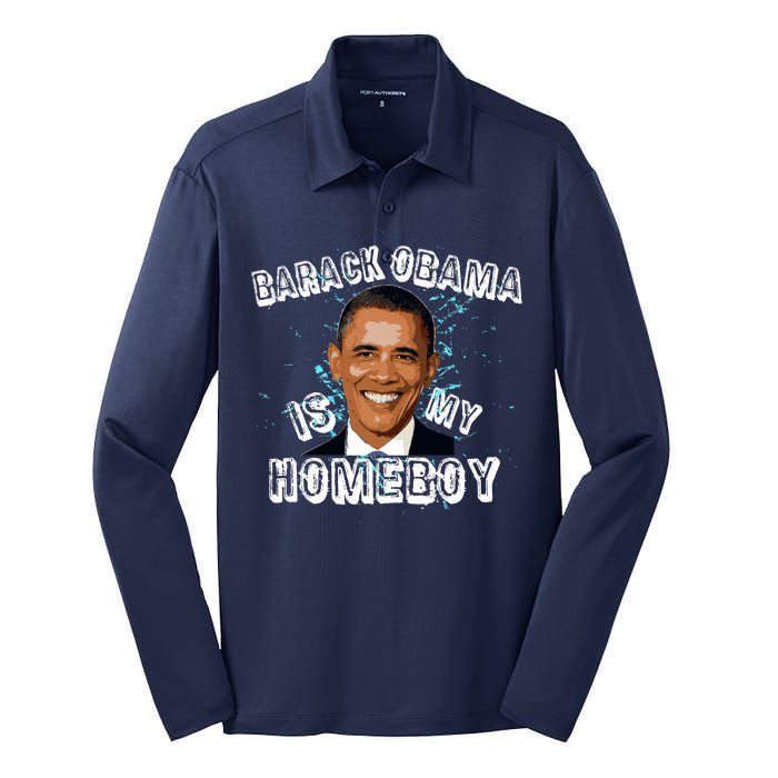 Barack Obama Is My Home boy Silk Touch Performance Long Sleeve Polo