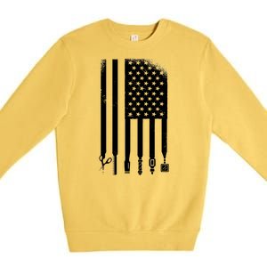 Barber Hair Style USA Flag Premium Crewneck Sweatshirt