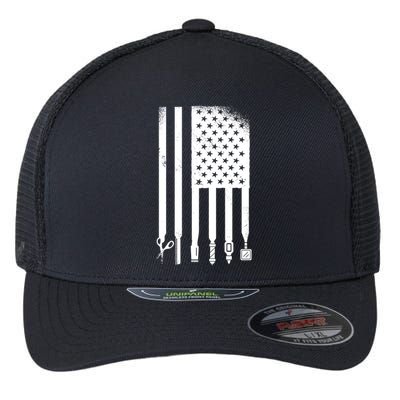Barber Hair Style USA Flag Flexfit Unipanel Trucker Cap
