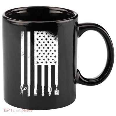 Barber Hair Style USA Flag 11oz C Handle Ceramic Mug