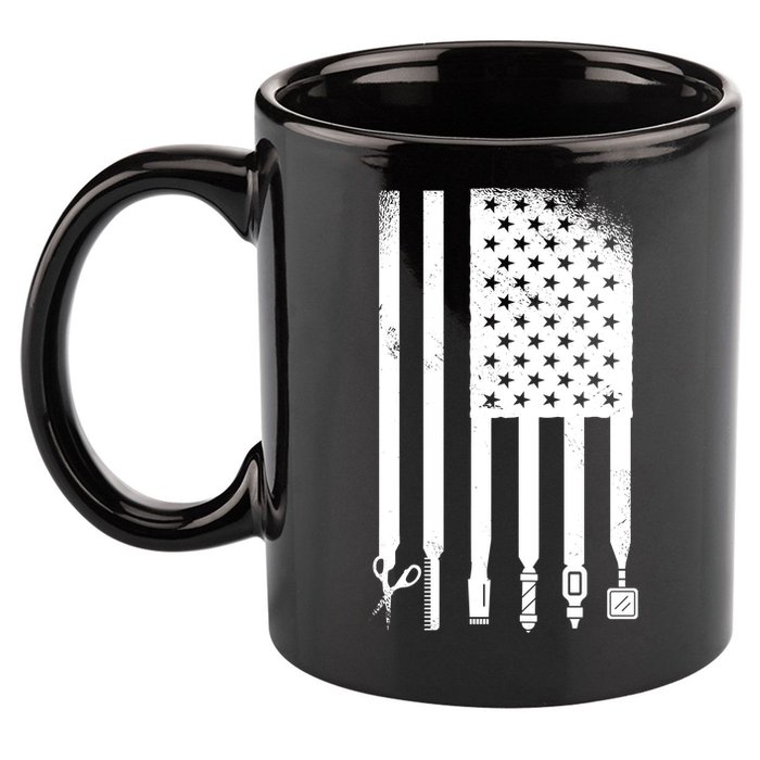Barber Hair Style USA Flag 11oz C Handle Ceramic Mug