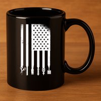 Barber Hair Style USA Flag 11oz C Handle Ceramic Mug