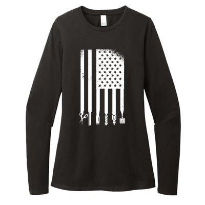 Barber Hair Style USA Flag Womens CVC Long Sleeve Shirt