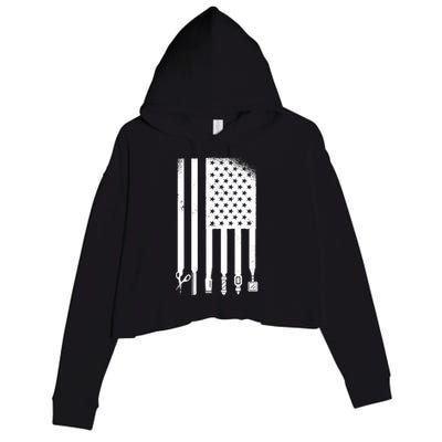 Barber Hair Style USA Flag Crop Fleece Hoodie