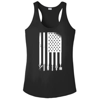 Barber Hair Style USA Flag Ladies PosiCharge Competitor Racerback Tank