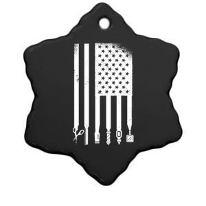 Barber Hair Style USA Flag Ceramic Star Ornament