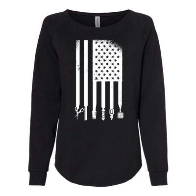 Barber Hair Style USA Flag Womens California Wash Sweatshirt