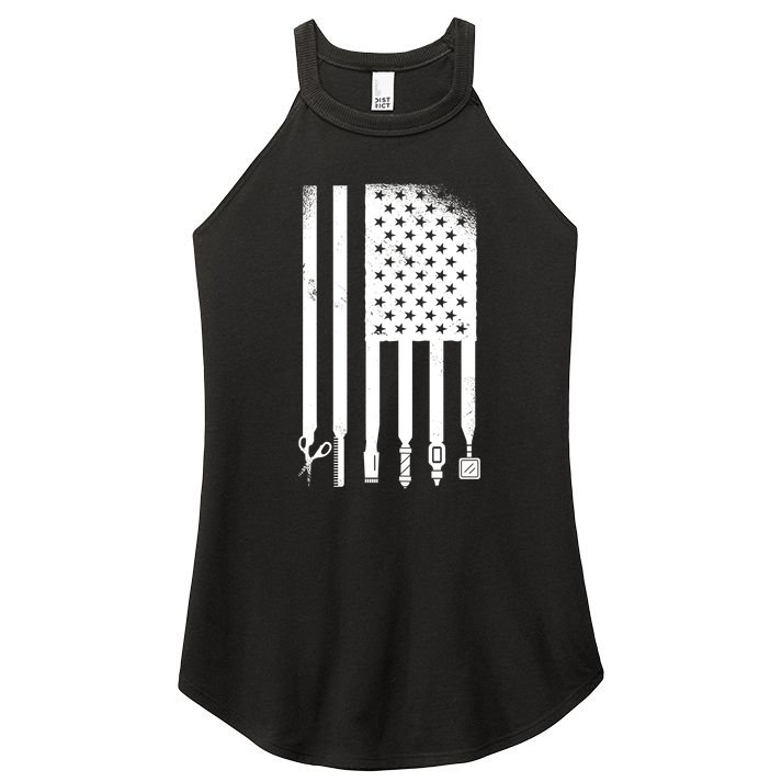 Barber Hair Style USA Flag Women's Perfect Tri Rocker Tank