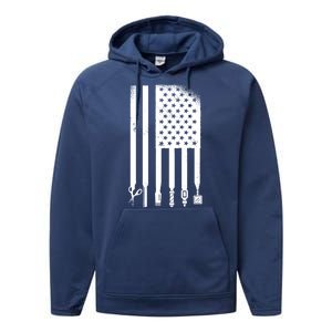 Barber Hair Style USA Flag Performance Fleece Hoodie