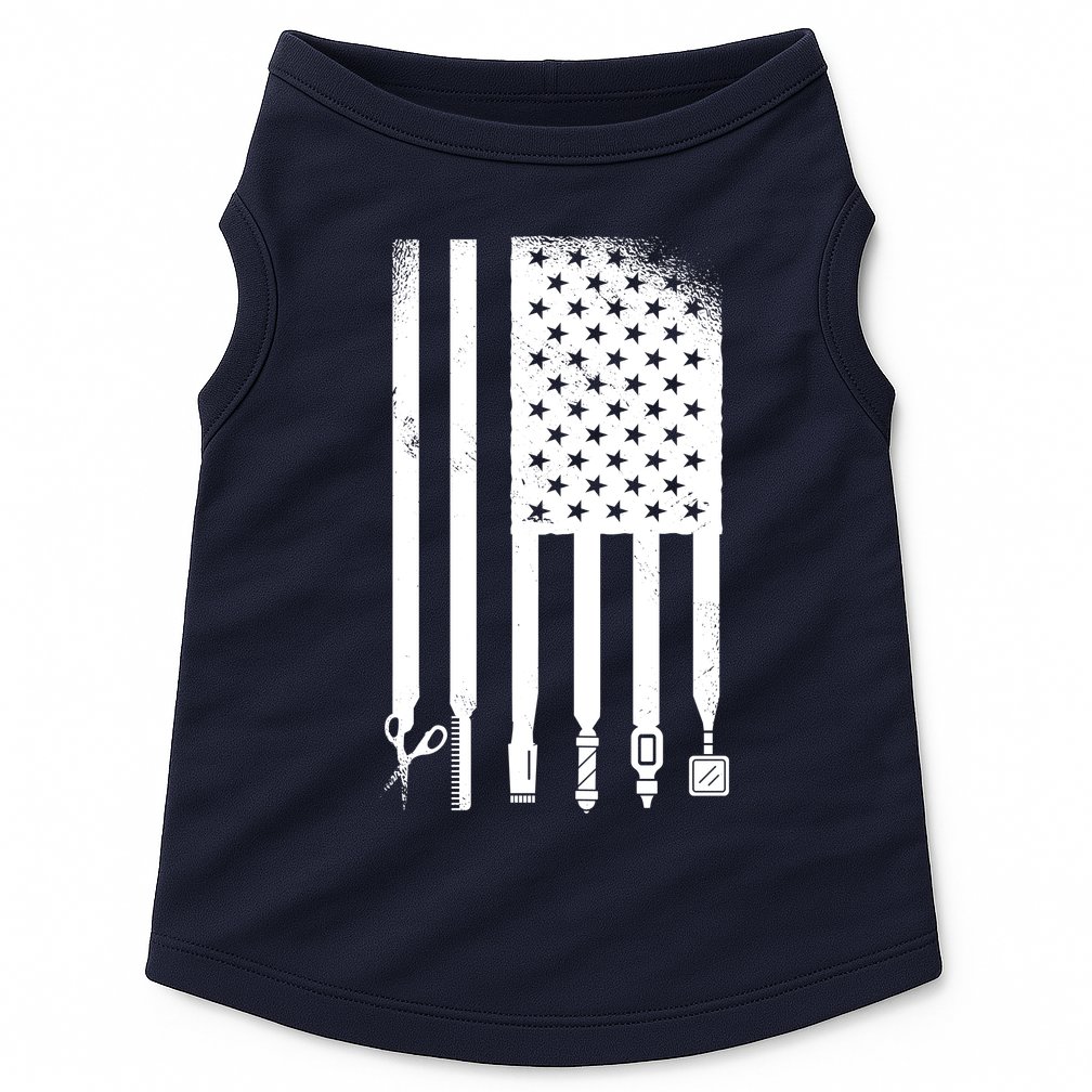 Barber Hair Style USA Flag Doggie Tank